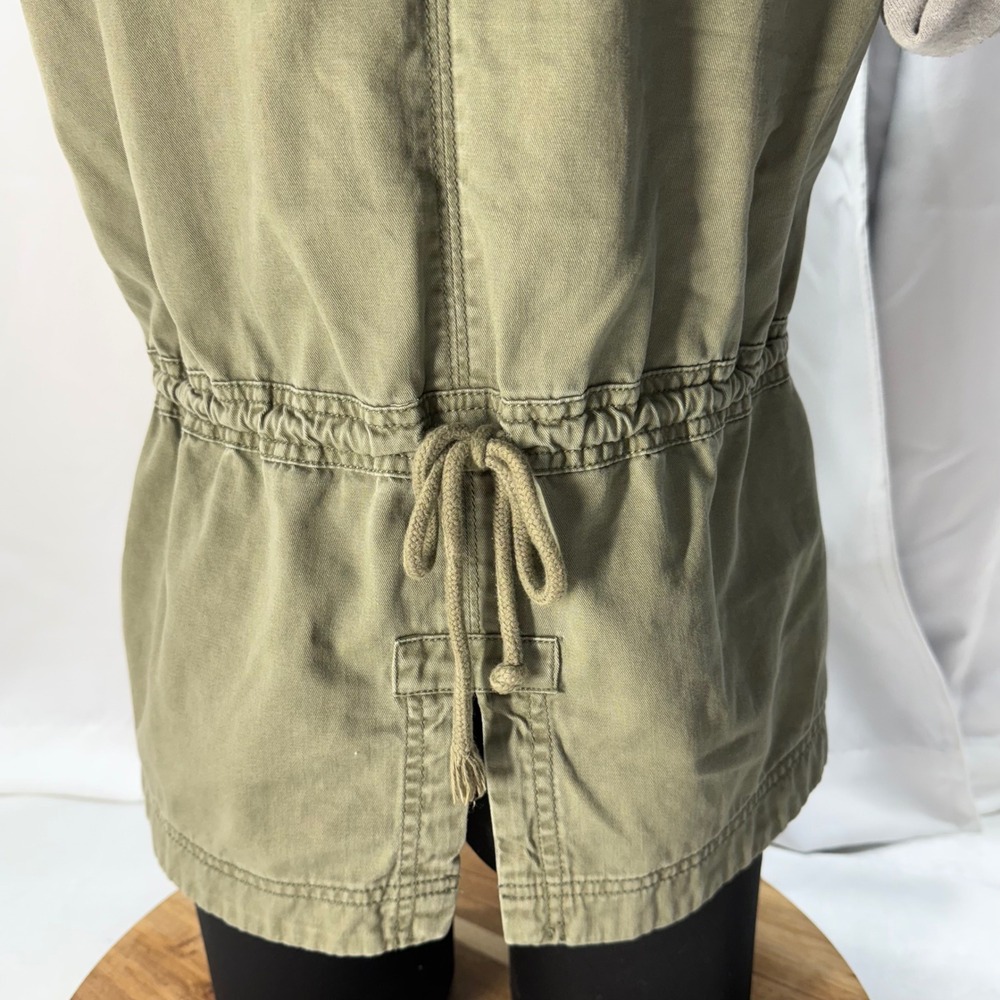 Hollister Women's‎ Army Green Anorak Jacket Gray Sweatshirt Sleeves And Hood - Picture 7 of 10